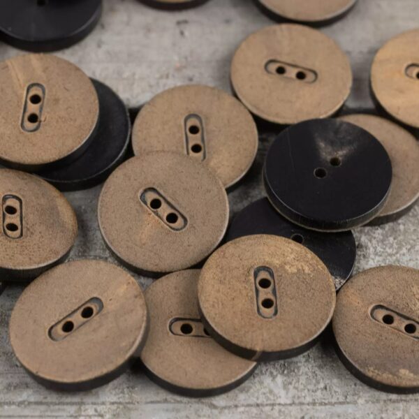 15-25mm Dark Yellow Fully Fire-Burned Flat Horn Buttons for Linen Wool Coats 12pcs - Image 3