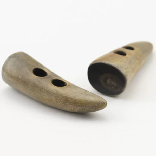 48.5mm Vintage Fire-Burned Irregular Shaped Horn Toggle Buttons 5PCS - Image 3