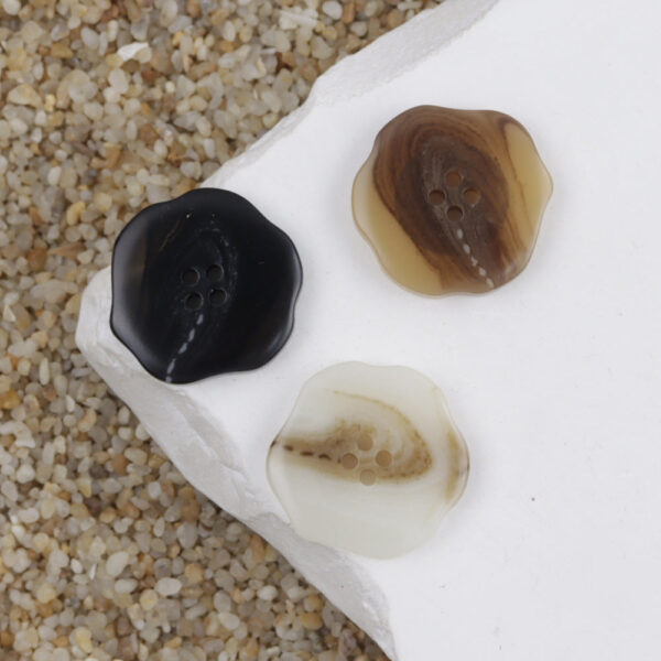 11.5-25mm Coffee,Off White and Black Gray Irregular Floral 4 Hole Resin Buttons 30pcs - Image 2