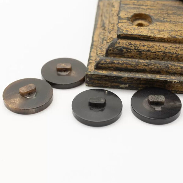 15-30mm Black and Coffee Colored Natural Texture Flat Real Horn Shank Buttons 10pcs - Image 3