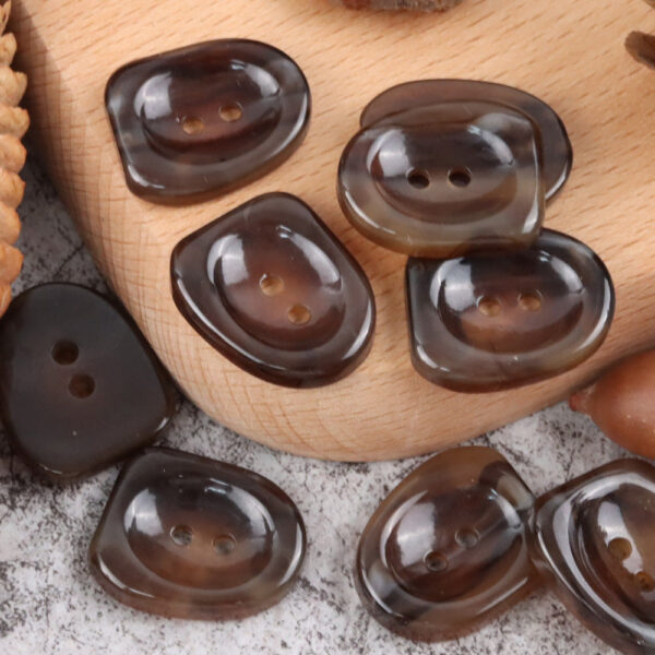 25mm Coffee,Dark Brown and Off White Nail Shaped Two Hole Resin Buttons 30PCS - Image 6