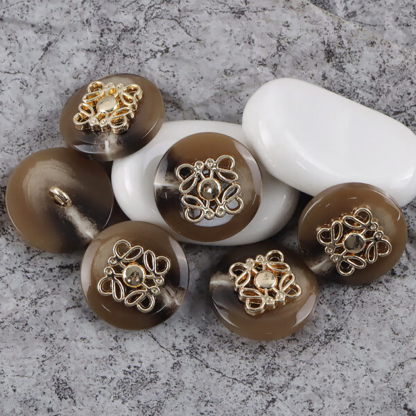 17/20/23/25mm Round Metal and Resin Combination Buttons with Shanks - Image 3