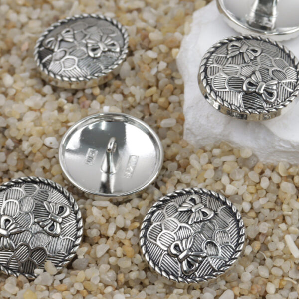 15/18/20/23mm Antique Gold Silver Metal Shank Buttons Bowknot Pattern 20pcs - Image 3