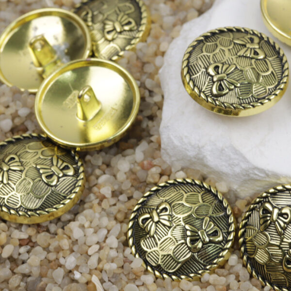 15/18/20/23mm Antique Gold Silver Metal Shank Buttons Bowknot Pattern 20pcs - Image 4
