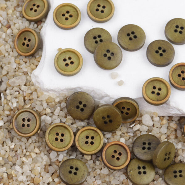 11.5mm Round 4 Hole Black and Brown Cow Bone Buttons for Shirts 12PCS - Image 5