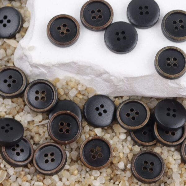 11.5mm Round 4 Hole Black and Brown Cow Bone Buttons for Shirts 12PCS - Image 6