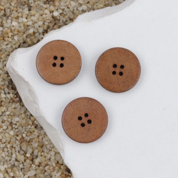 20mm Round 4 Hole Vintage Black Lacquered Wood Buttons 30pcs - Image 2