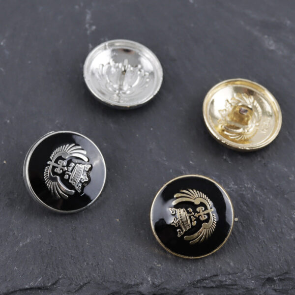 11.5-25mm Black Classic Crown Metal Shank Buttons for School Uniforms Blazers 30pcs - Image 2