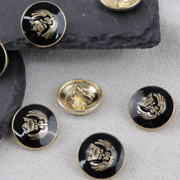 11.5-25mm Black Classic Crown Metal Shank Buttons for School Uniforms Blazers 30pcs - Image 4