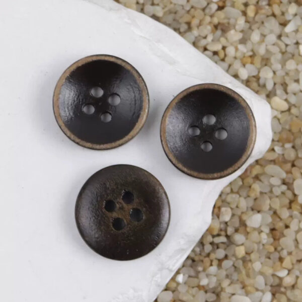 12.5/15mm Vintage Burnt Edge Bowl Shaped Wood Buttons for Cotton Linen Blouses 100pcs - Image 3