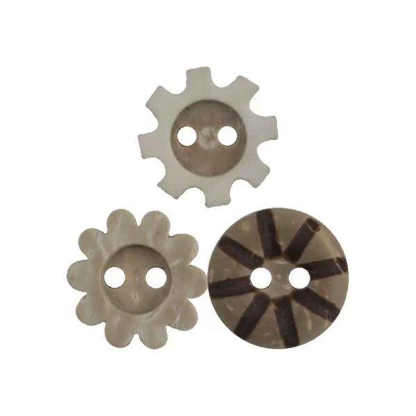 11.5mm Round Flower-Gear Shaped Natural Coconut Shell Buttons for Children's Clothing 100pcs