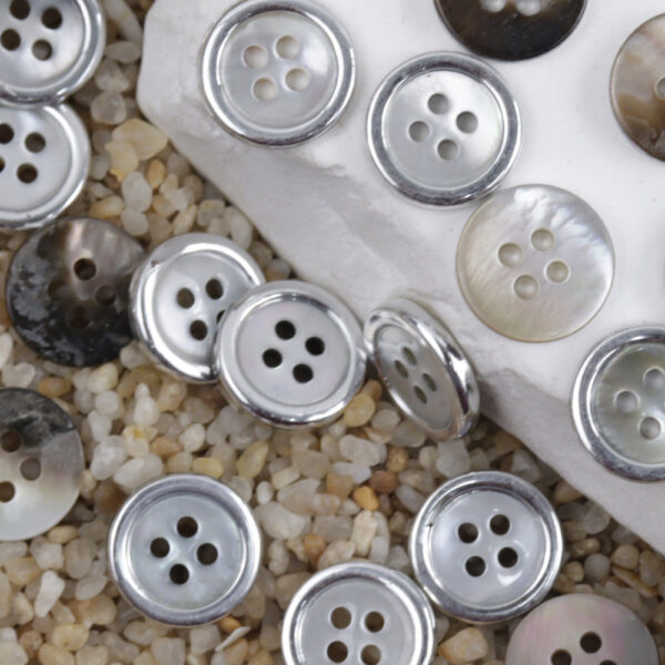 11.5mm Round 4 Hole Gold Silver Rim Metal Shell Buttons for Shirts 12pcs - Image 2