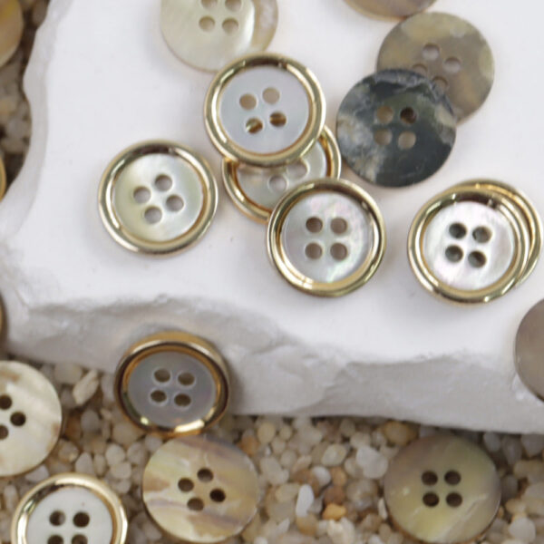 11.5mm Round 4 Hole Gold Silver Rim Metal Shell Buttons for Shirts 12pcs - Image 3