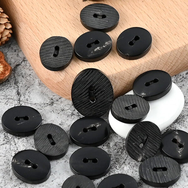 25mm Oval 2 Hole Japanese Style Horn Buttons with Cut Textures for Suits 10PCS - Image 2
