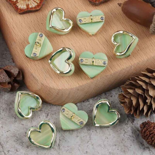 Heart Shaped Resin Metal Shank Buttons for Women's Blouses Jackets 10pcs