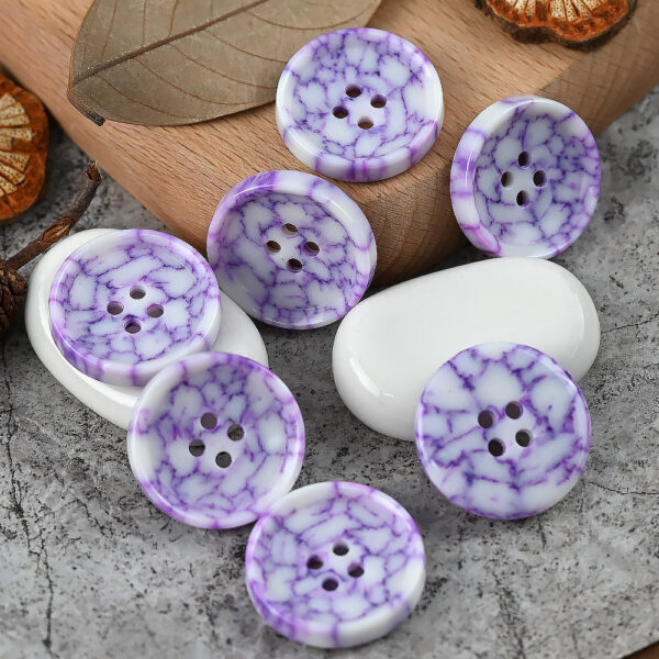 15-25mm Round 4 Hole Colorful Urea Buttons with Imitation Marble Pattern - Image 4