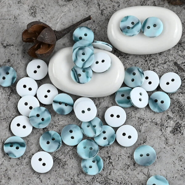11mm Fresh Blue,Morandi Gradient Gray and Khaki Resin Buttons for Shirts 100pcs - Image 2