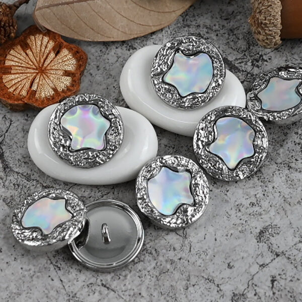 18-25mm French Glittering Metal Resin Shank Buttons for Coats Jackets 10pcs - Image 4
