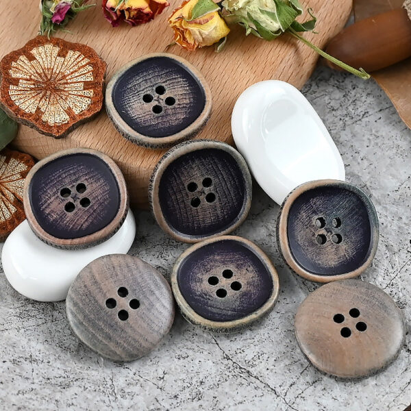 11.5-30mm White Purple Beige Solid Wood Buttons for Vintage Shirts Jackets 30pcs - Image 4