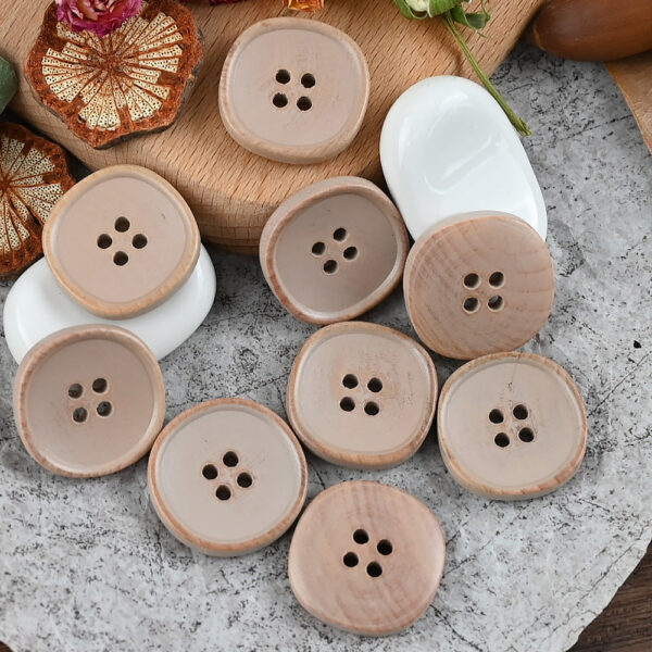 11.5-30mm White Purple Beige Solid Wood Buttons for Vintage Shirts Jackets 30pcs - Image 5
