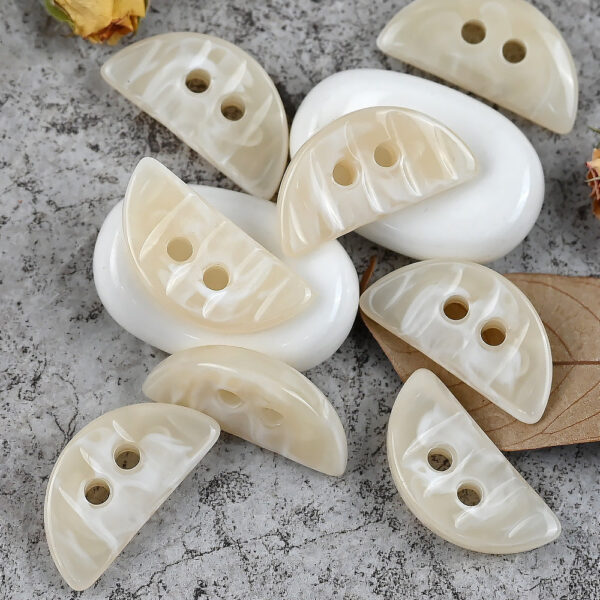 33x16mm Semi-Circular 2-Hole Amber Double-Sided Resin Buttons for Coats 40pcs - Image 3
