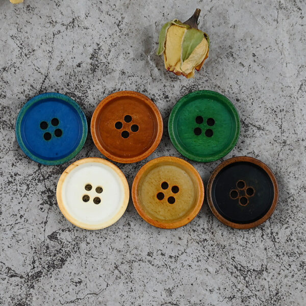 15 - 25mm Round 4 Hole Vintage Chinese Style Cow Bone Buttons 10PCS - Image 2