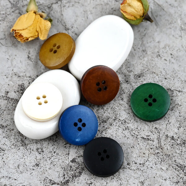 15 - 25mm Round 4 Hole Vintage Chinese Style Cow Bone Buttons 10PCS - Image 3