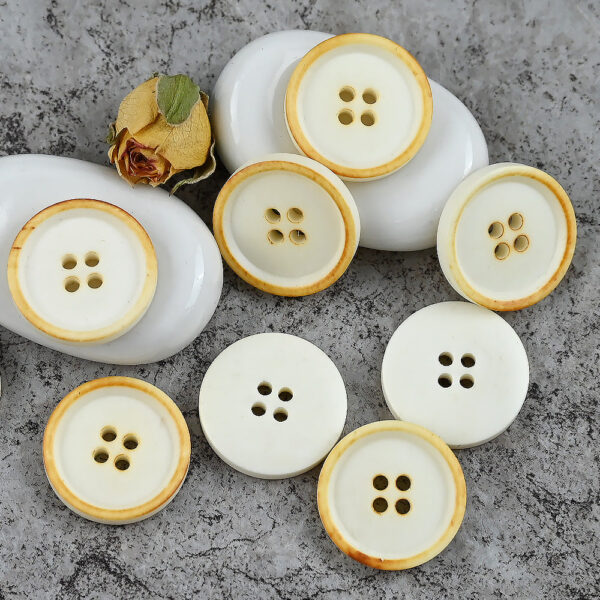 15 - 25mm Round 4 Hole Vintage Chinese Style Cow Bone Buttons 10PCS - Image 5