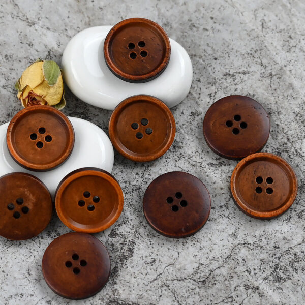 15 - 25mm Round 4 Hole Vintage Chinese Style Cow Bone Buttons 10PCS - Image 7