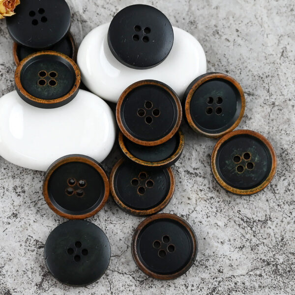 15 - 25mm Round 4 Hole Vintage Chinese Style Cow Bone Buttons 10PCS - Image 9