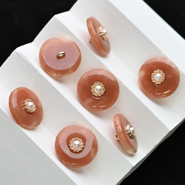 11.5-20mm Mustard Yellow Black Pearl Resin Alloy Shank Buttons 20pcs - Image 5