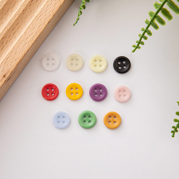 Solid Color Round 4 Hole Ceramic Kids Clothing DIY Buttons,55 Pack