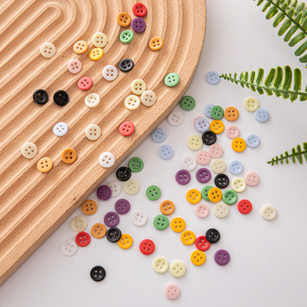 Solid Color Round 4 Hole Ceramic Kids Clothing DIY Buttons,55 Pack