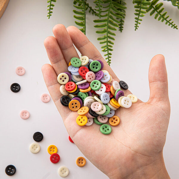 Solid Color Round 4 Hole Ceramic Kids Clothing DIY Buttons,55 Pack