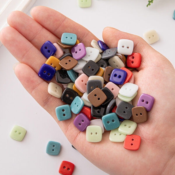 Solid Color Square 2 Hole Ceramic Kids Clothing DIY Buttons,98 Pack