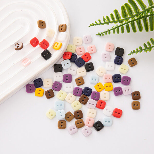 Solid Color Square 2 Hole Ceramic Kids Clothing DIY Buttons,98 Pack