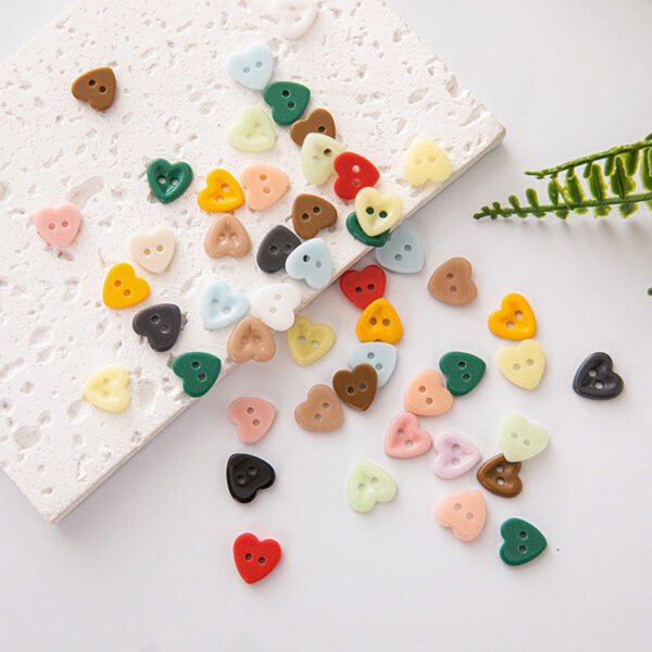 12mm Children Colorful Heart 2 Hole Ceramic Buttons,70 Pack