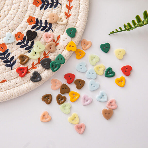 12mm Children Colorful Heart 2 Hole Ceramic Buttons,70 Pack