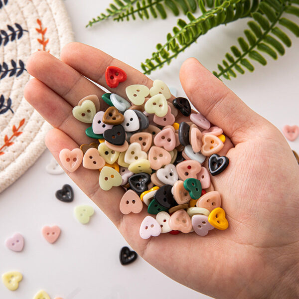 12mm Children Colorful Heart 2 Hole Ceramic Buttons,70 Pack