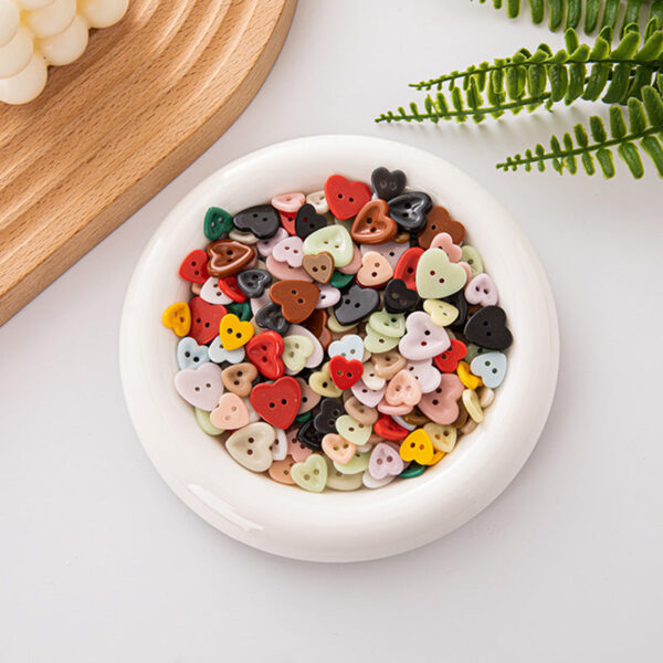 12mm Children Colorful Heart 2 Hole Ceramic Buttons,70 Pack
