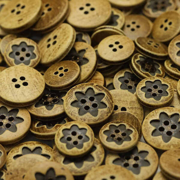 Natural Wood Buttons Floral Oval Triangular Patterns 30 Pack - Image 7