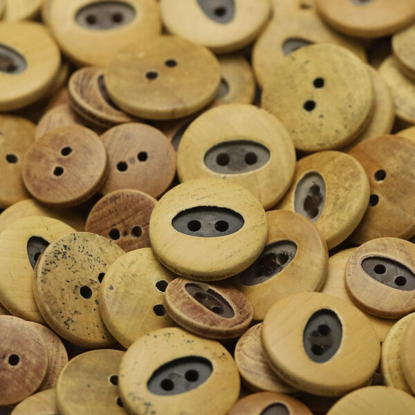 Natural Wood Buttons Floral Oval Triangular Patterns 30 Pack - Image 3