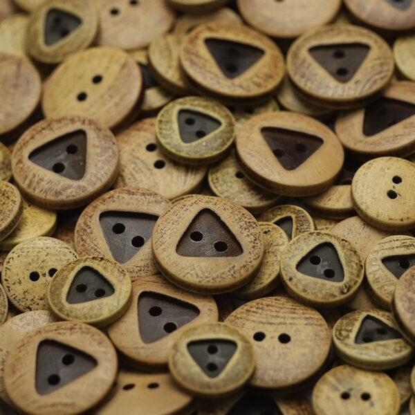 Natural Wood Buttons Floral Oval Triangular Patterns 30 Pack - Image 2