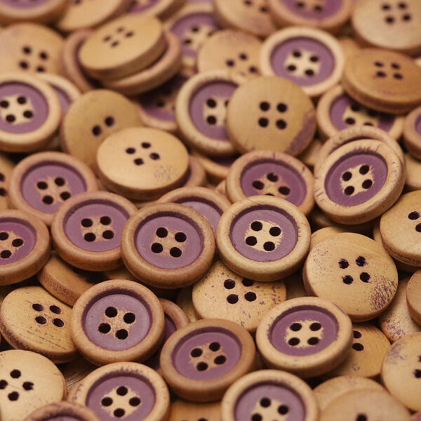 11-20mm Round 4-Hole Natural Wood Buttons 30 Pack - Image 7