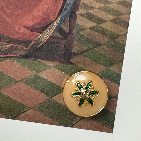 Oil-Painted Flower Pattern Alloy Base Buttons 5pcs - Image 4