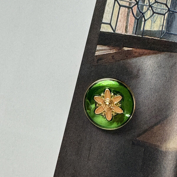 Oil-Painted Flower Pattern Alloy Base Buttons 5pcs - Image 5