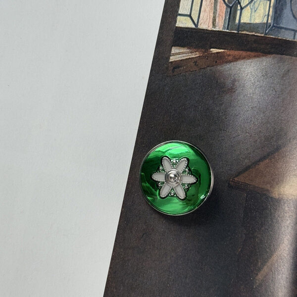Oil-Painted Flower Pattern Alloy Base Buttons 5pcs - Image 6