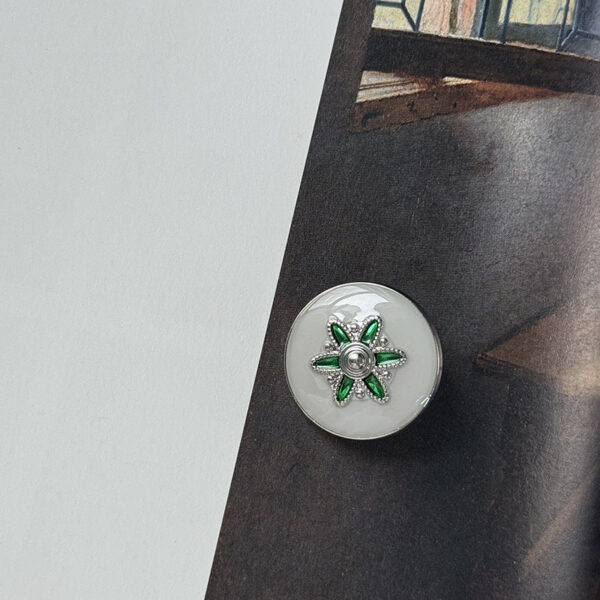 Oil-Painted Flower Pattern Alloy Base Buttons 5pcs - Image 7