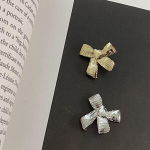 21mm Striped Bow Metal Button 12 Pack (Gold and Silver)