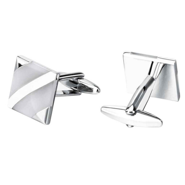 Unique Men's White Slash Double-Row Cat's Eye Cufflinks